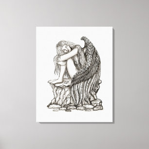 A sleeping Angel on the Stone Canvas Print