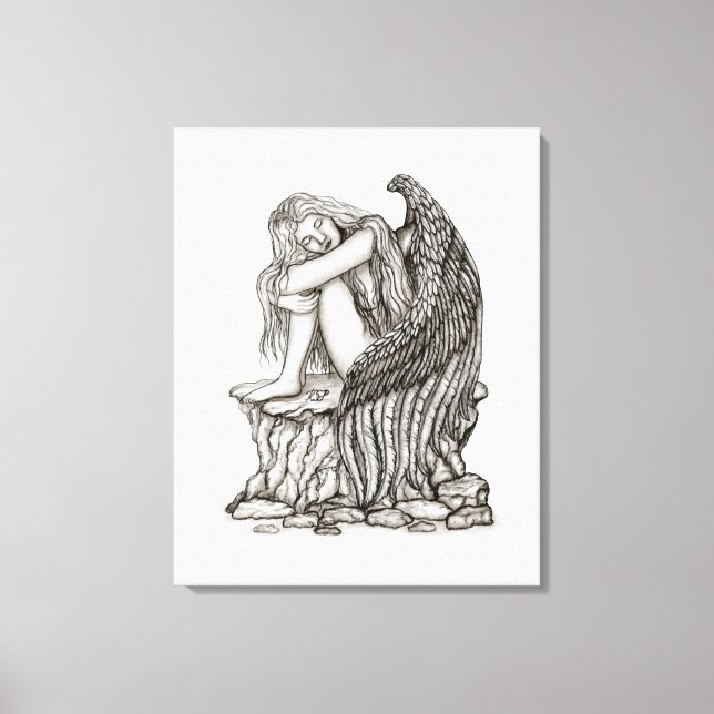 A sleeping Angel on the Stone Canvas Print (Front)