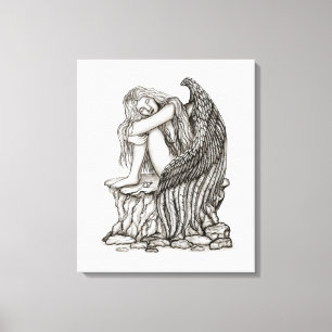A sleeping Angel on the Stone Canvas Print