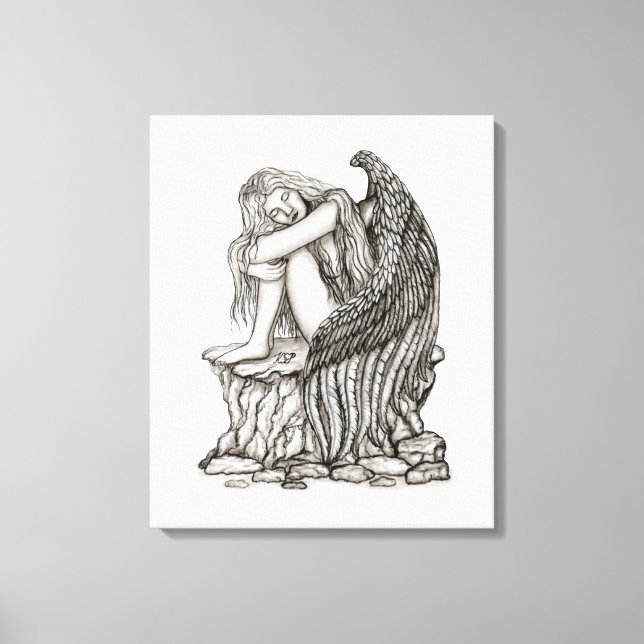 A sleeping Angel on the Stone Canvas Print (Front)