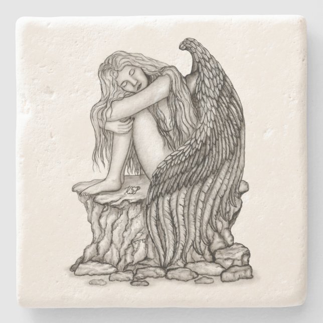 A sleeping Angel on the Stone Coaster (Front)