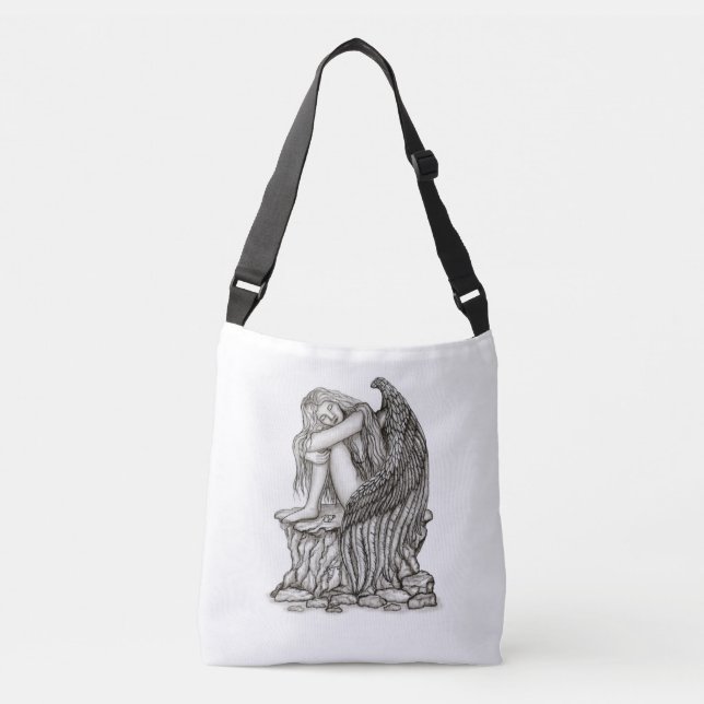 A sleeping Angel on the Stone Crossbody Bag (Front)