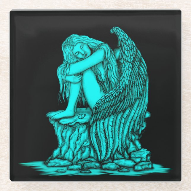 A sleeping Angel on the Stone Glass Coaster (Front)