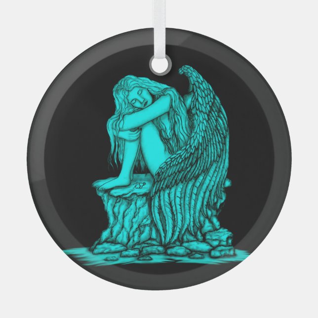 A sleeping Angel on the Stone Glass Tree Decoration (Front)