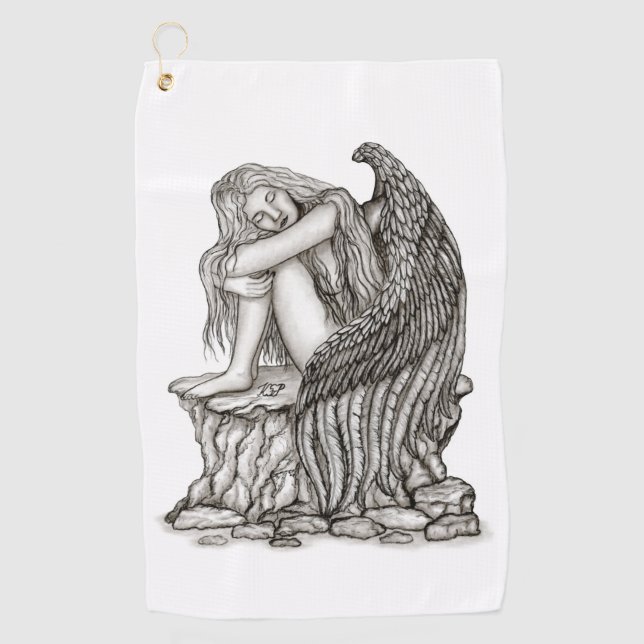 A sleeping Angel on the Stone Golf Towel (Front)