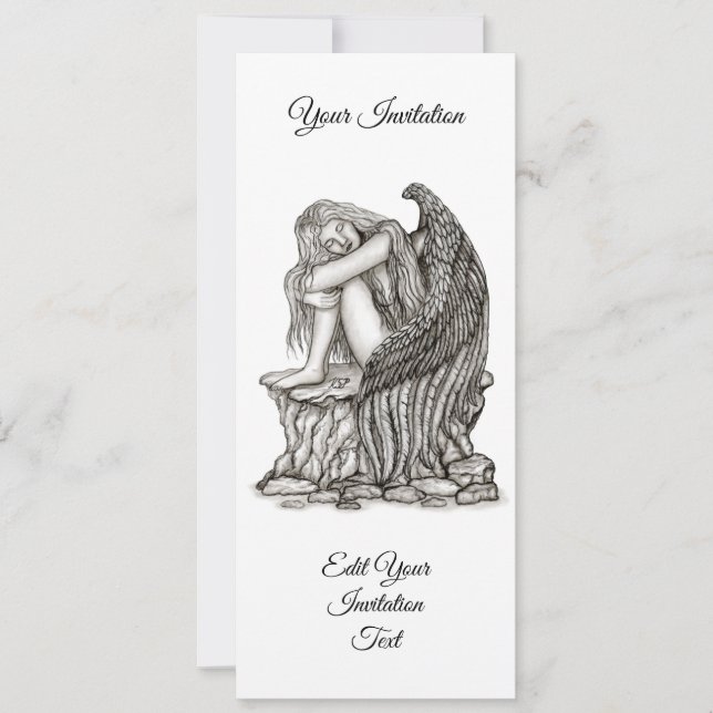 A sleeping Angel on the Stone Invitation (Front)