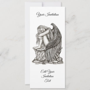 A sleeping Angel on the Stone Invitation