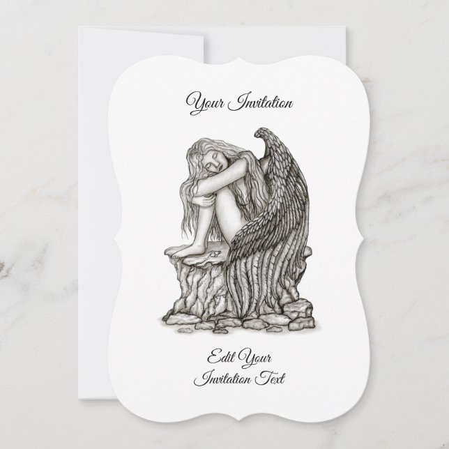 A sleeping Angel on the Stone Invitation (Front)