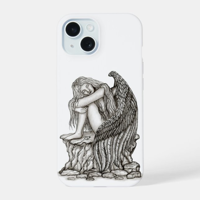 A sleeping Angel on the Stone iPhone 15 Case (Back)