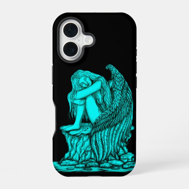 A sleeping Angel on the Stone iPhone 16 Case (Back)