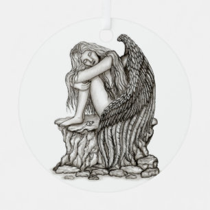 A sleeping Angel on the Stone Metal Tree Decoration