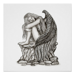 A sleeping Angel on the Stone Poster