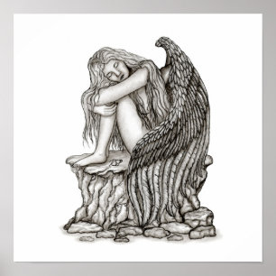 A sleeping Angel on the Stone Poster