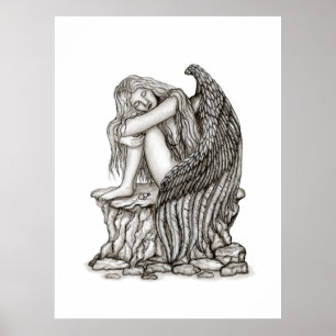 A sleeping Angel on the Stone Poster