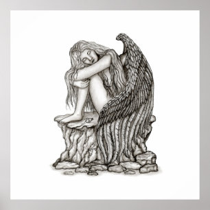 A sleeping Angel on the Stone Poster