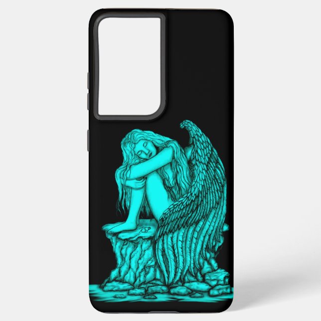 A sleeping Angel on the Stone Samsung Galaxy S21 Ultra Case (Back)