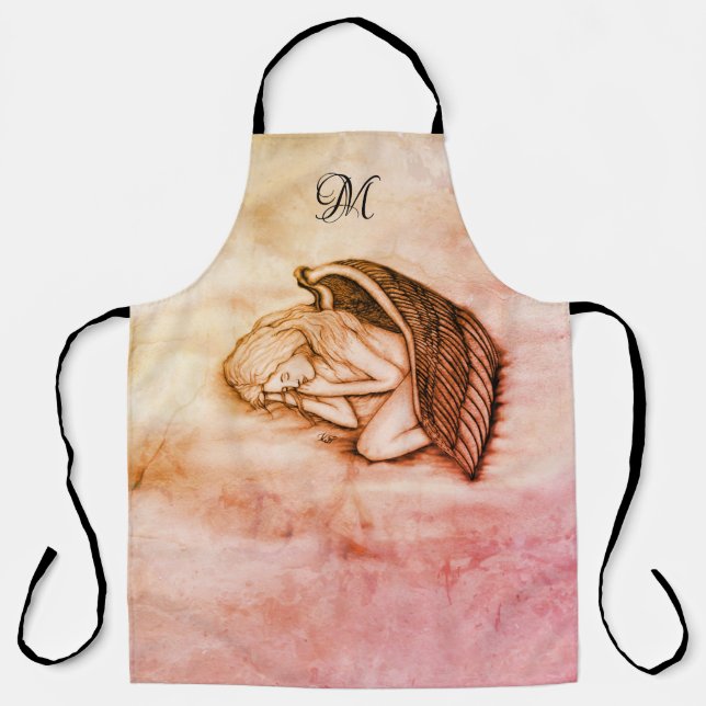 A sleeping Angel , personalise own Monogram Apron (Front)