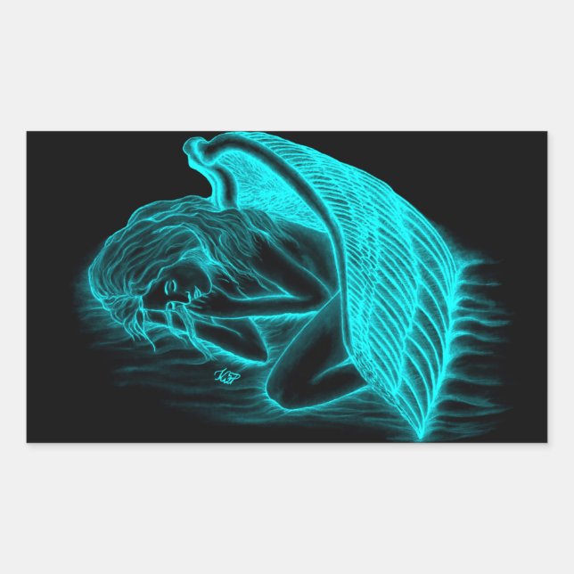 A sleeping Angel Rectangular Sticker (Front)