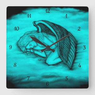 A sleeping Angel Square Wall Clock