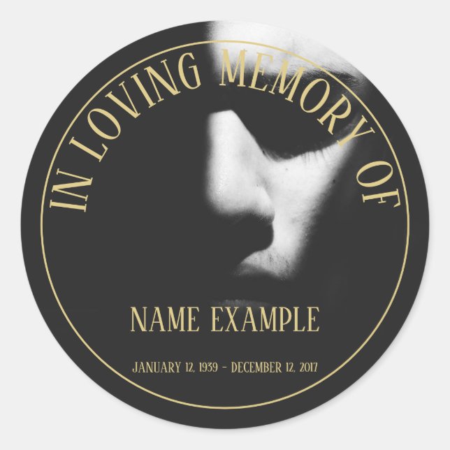 A sleeping face in half shadow classic round stick sticker (Front)