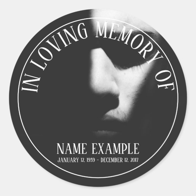 A sleeping face in half shadow classic round sticker (Front)