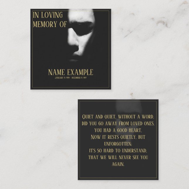 A sleeping face in half shadow note card (Front/Back)