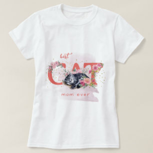 A Sleepy Kitten Is Surrounded By Flowers T-Shirt