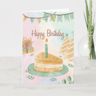 A Slice of Cake Pink side and Green birthday Card
