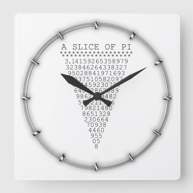 A Slice of Pi Graphic Square Wall Clock (Front)