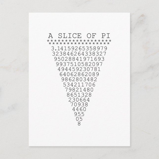 A Slice of Pi Numbers Postcard (Front)