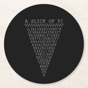 A Slice of Pi Typography Round Paper Coaster