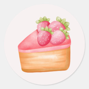 A Slice of Strawberry Fruit Cake Classic Round Sticker