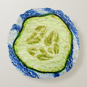 A Slice of Summer Cucumber Gherkin Round Cushion