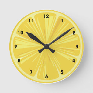 A Slice of Yellow Lemon Round Clock