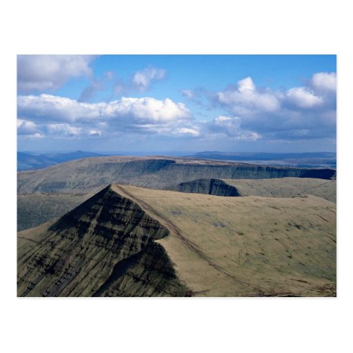 Image of A sloping sandstone escarpment of Brecon Beacons, Postcard