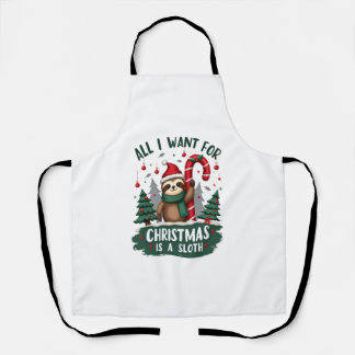 A Sloth For Christmas. Cute, Christmas Sloth With Apron
