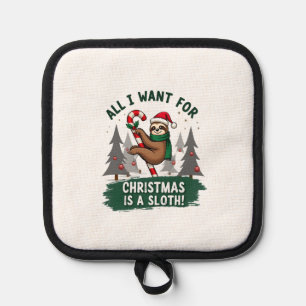 A Sloth For Christmas. Cute, Christmas Sloth With  Pot Holder
