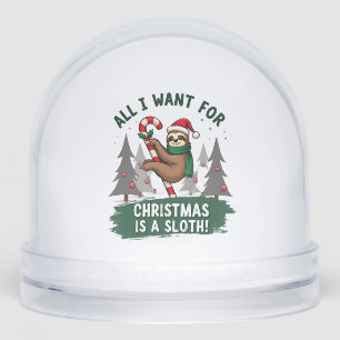 A Sloth For Christmas. Cute, Christmas Sloth With  Snowglobe