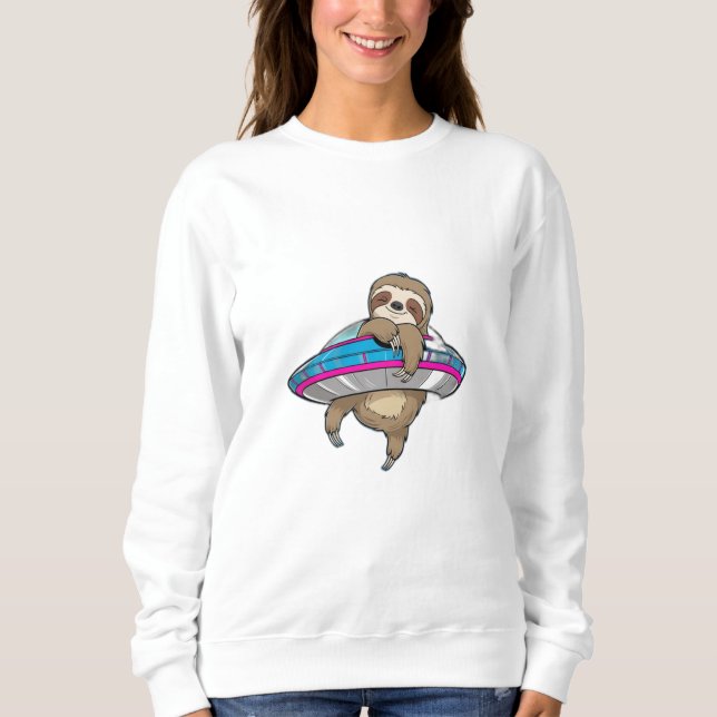 A sloth hanging from a UFO. Sweatshirt (Front)