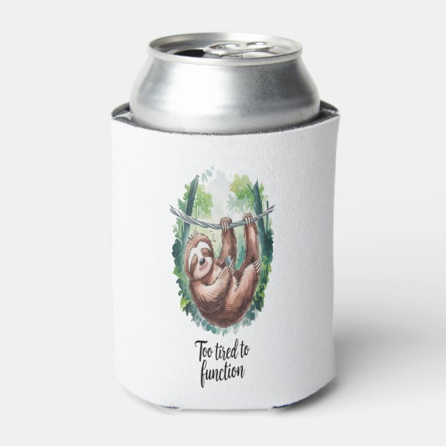 A Sloth Wild Animal Tired Can Cooler (Can Front)