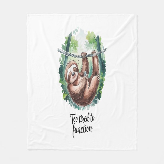 A Sloth Wild Animal Tired Fleece Blanket (Front)