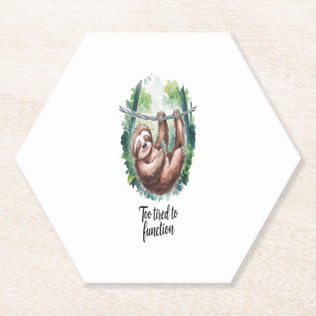 A Sloth Wild Animal Tired Paper Coaster (Front)