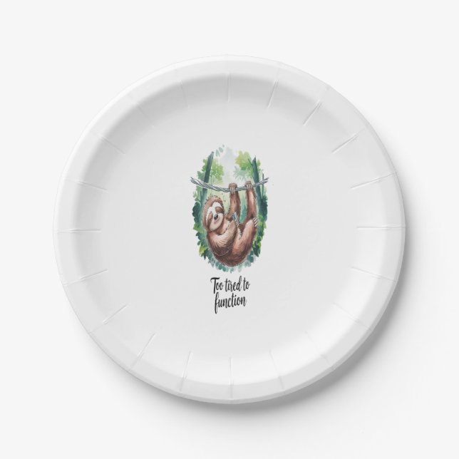 A Sloth Wild Animal Tired Paper Plate (Front)