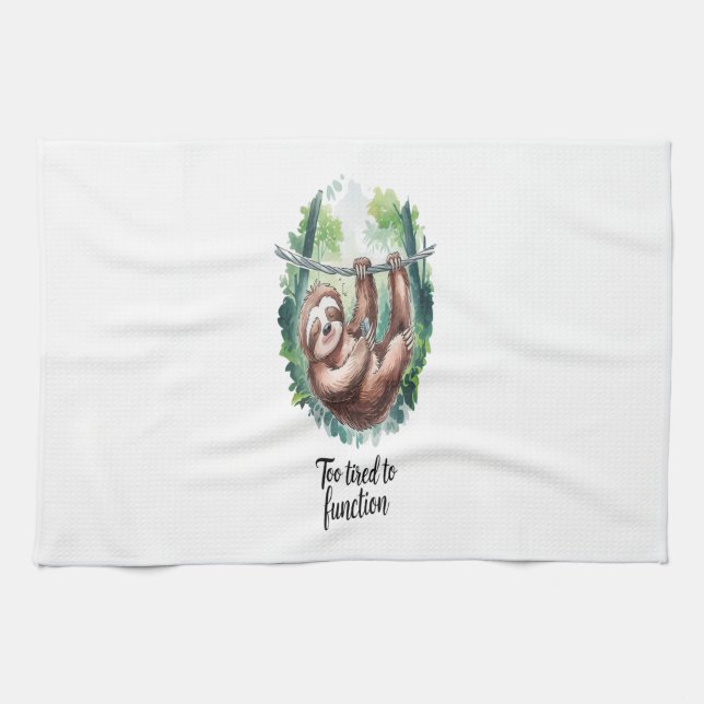 A Sloth Wild Animal Tired Tea Towel (Horizontal)