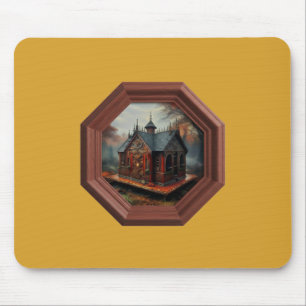 A Small Cabin Sits On A Platform In A Clearing Mouse Mat