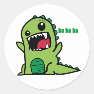 A Small Dinosaur Laughing Enthusiastically Classic Round Sticker