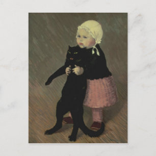A Small Girl with a Cat, 1889 Postcard