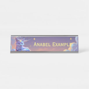 A small Star Whisper Moonlit Fox sleeping peaceful Desk Name Plate