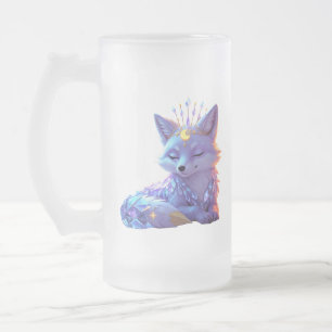 A small Star Whisper Moonlit Fox sleeping peaceful Frosted Glass Beer Mug