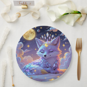 A small Star Whisper Moonlit Fox sleeping peaceful Paper Plate